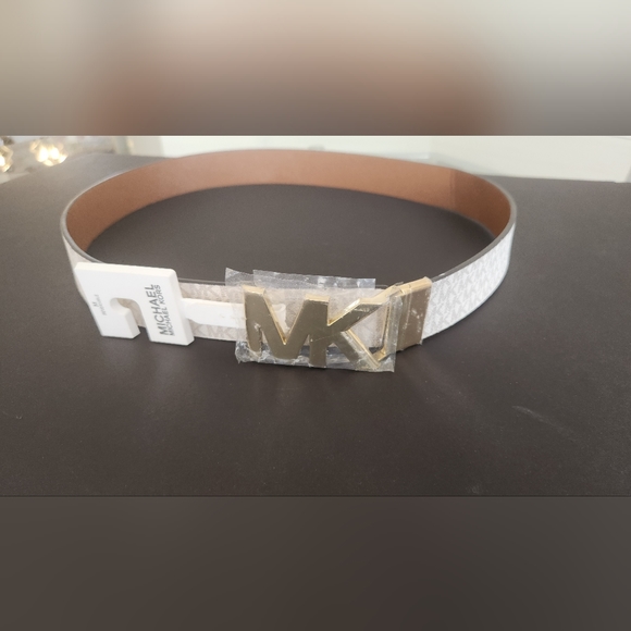 MK Michael Kors White/Grey Logo Belt M - Picture 1 of 3